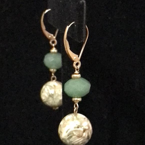 Earrings - 14k YG - Agate and Amazonite - Picture 6 of 9